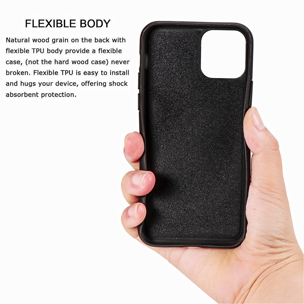 Ốp Điện Thoại Gỗ Tự Nhiên Khung TPU Cho iPhone 14 13 12 11 Pro Max 12 13 Mini