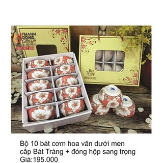 Bộ 10 bát ăn cơm Bát Tràng xuất nhật cao cấp