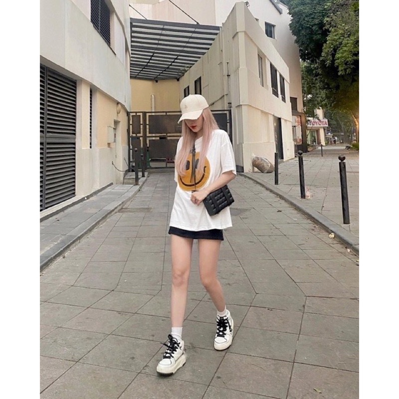 Áo Phông Quảng Châu hình mặt cười thêu siêu hot Hàng L1 chất cotton lạnh