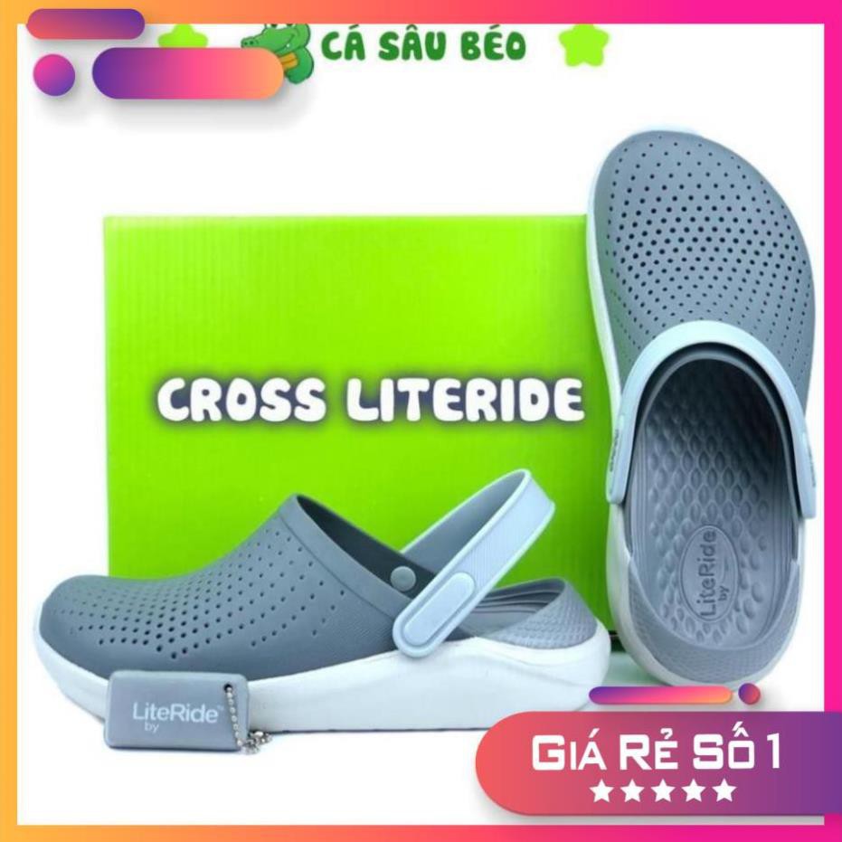 🍊 [Sale 3/3] Dép Bít Đầu, Dép Cross Literide Nam Nữ full XÁM, Hàng loại 1 full tag, full box hãng Sale 11 -op1 🍊 : _