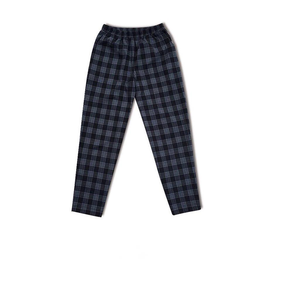 Quần caro xanh đen UNISEX 5theway - Quần baggy ca rô - Plaid Pants Xám đen ảnh thật