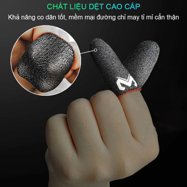 Găng tay chơi game điện thoại Memo sợi carbon phủ bạc cảm ứng nhạy cho game PUBG FF Tốc Chiến Liên Quân mobile