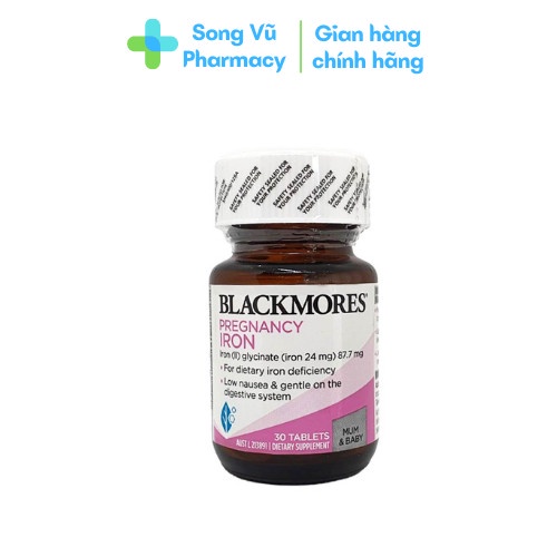 Viên Sắt bầu Blackmores Pregnancy Iron Úc - Ngừa thiếu máu không gây táo bón cho bà bầu và mẹ sau sinh
