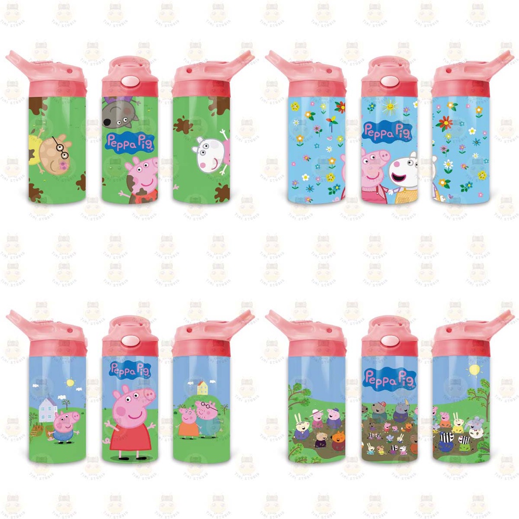 Bình Uống Nước Giữ Nhiệt Cho Bé Có Ống Hút Hình Peppa Pig - Tỉ Mỉ Studio - Mã 1507KT05
