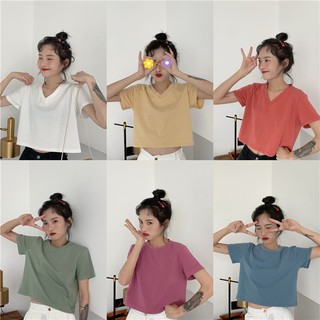 Áo thun croptop trơn 2 kiểu form rộng (kèm ảnh thật)