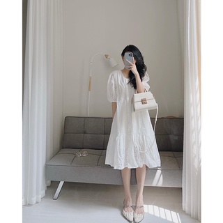 Váy dài đuôi cá hoa dập Samhyewear