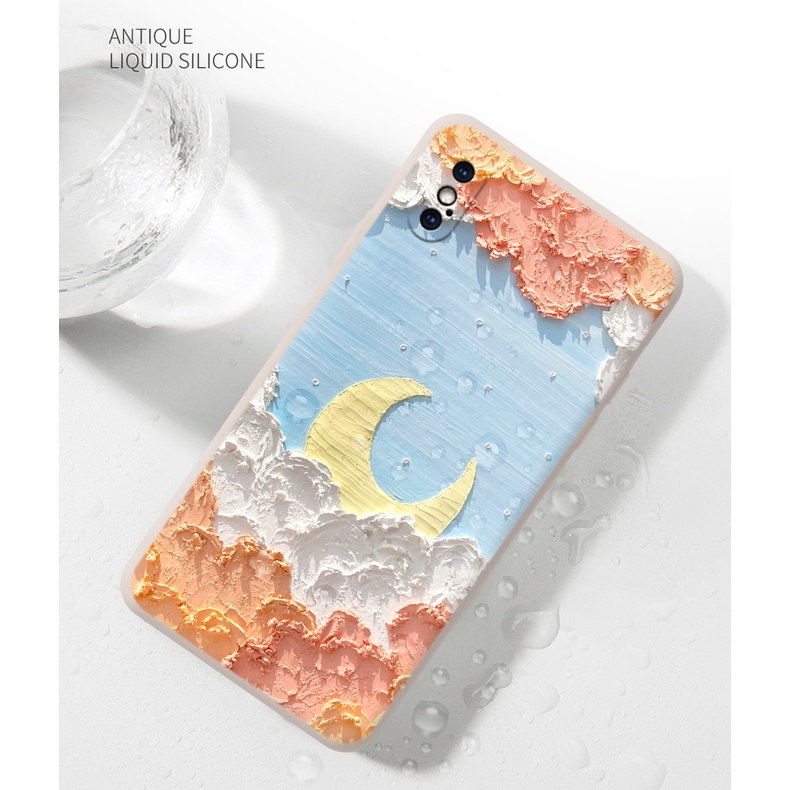 DMY iPhone X case soft silicone cloud and moon printed design shockproof cases covers for iPhone 7 8 plus XSmax 6 plus XR 11pro max SE 6s 12pro 13 pro max gift for friends and girls