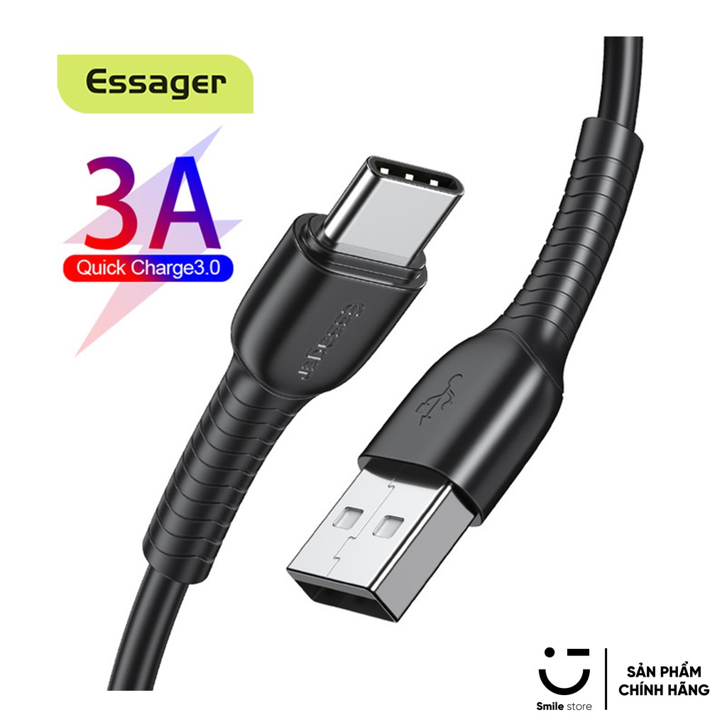 Cáp Sạc Nhanh Type C Essager 3A Truyền Dữ Liệu Quick Charge Cho Samsung / Xiaomi / Oppo / Realme / Huawei / Vsmart