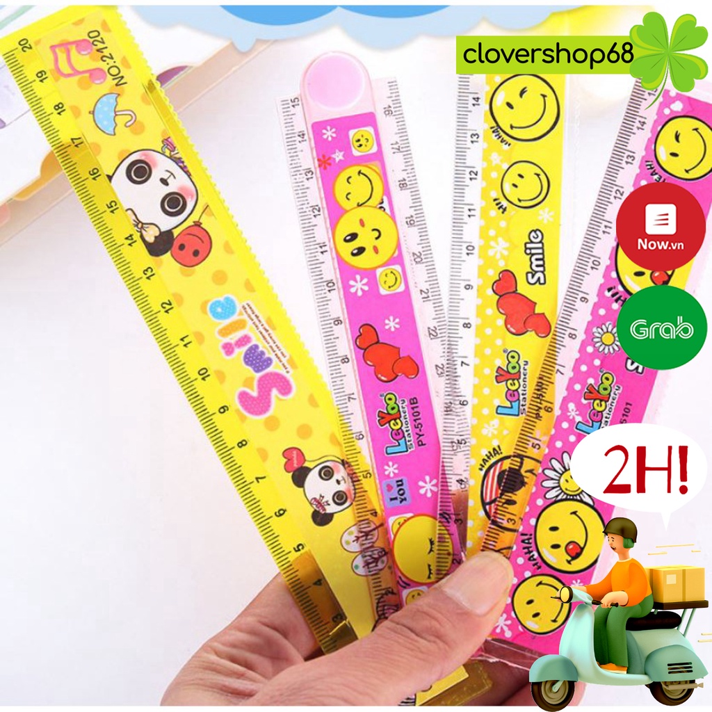 Thước kẻ nhựa hoạt hình 15cm 20cm 30cm   Clovershop68