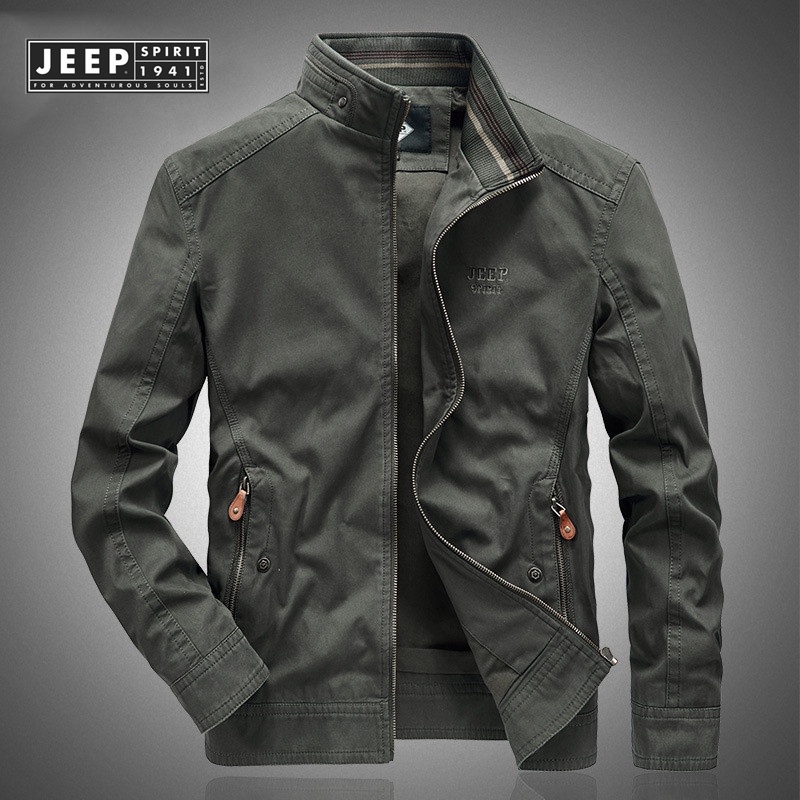 JEEP SPIRIT 1941 ESTD Thu Đông Áo khoác nam Áo khoác quân đội Áo khoác nam rộng thùng thình bông Windproof Jacket Cộng với kích thước 6XL