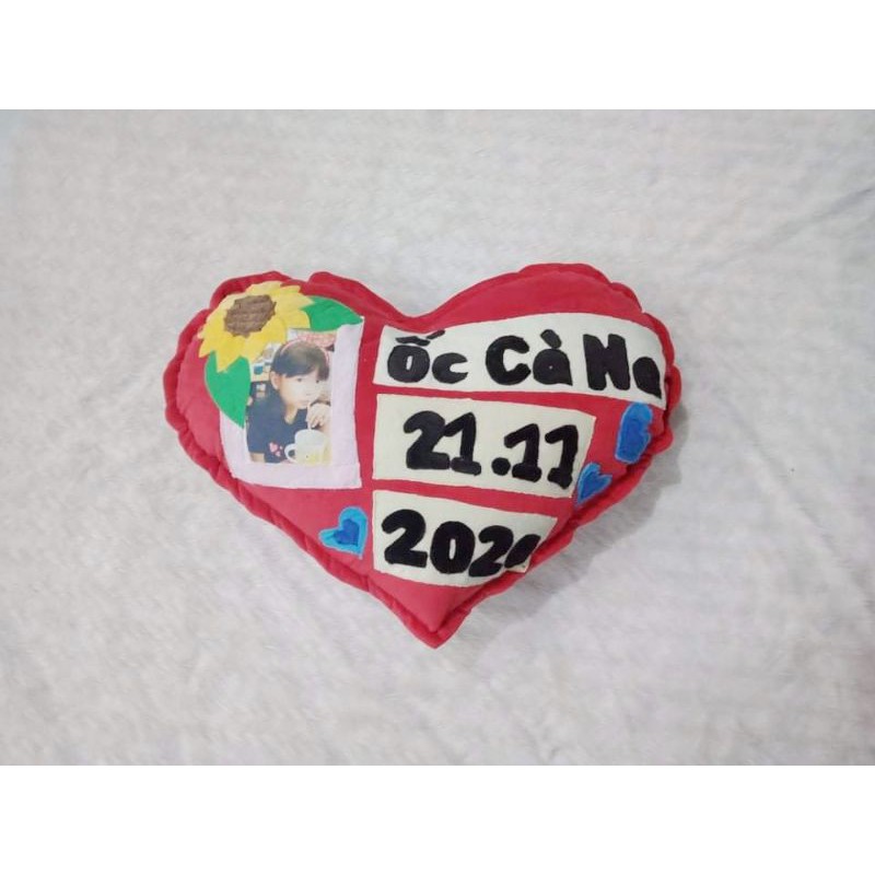 Gối trái tim handmade cún con
