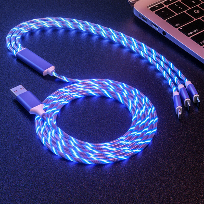 Dây Cáp Sạc USB Đèn LED 3 Trong 1 Cho Android Samsung iPhone