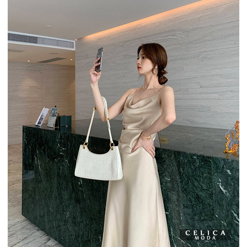 váy maxi 2 dây cổ đổ chất lụa satin hàng đẹp...HOT | BigBuy360 - bigbuy360.vn