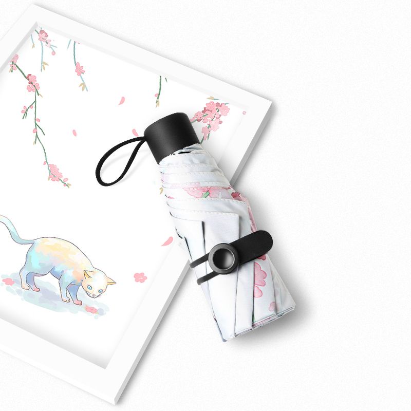 Chống nắng chống tia cực tím ô vẽ tay minh họa gió ba lần vinyl chống nắng ô chống nắng mèo