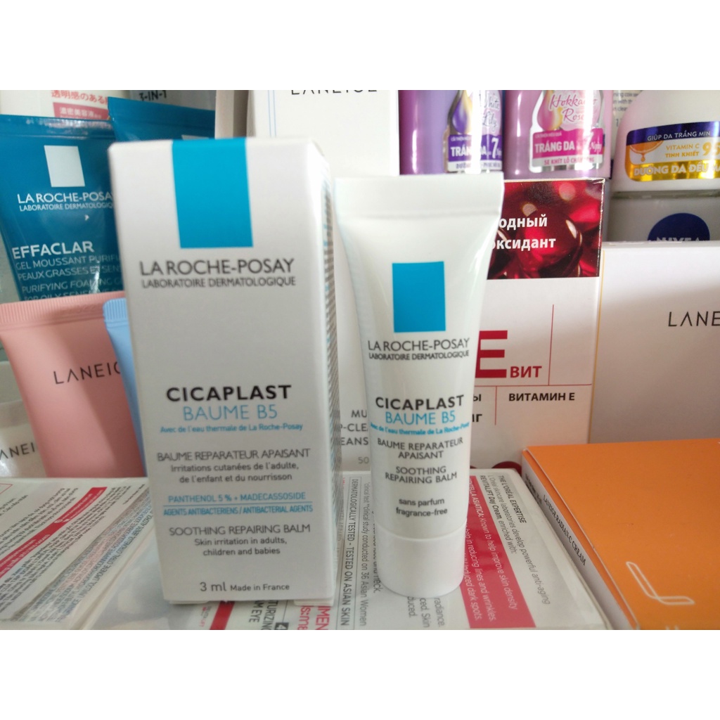 Dạng Tuýp 3ml Kem Baume B5 Dưỡng Giúp Làm Dịu, Làm Mượt, Làm Mát &amp; Phục Hồi Da La Roche-Posay Cicaplast Baume B5