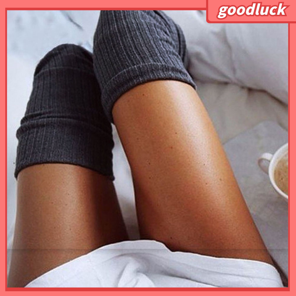 Vớ Dài Đan Móc Chất Liệu Cotton Mềm Mại Dày Dặn Giữ Ấm Mùa Đông Cho Nữ