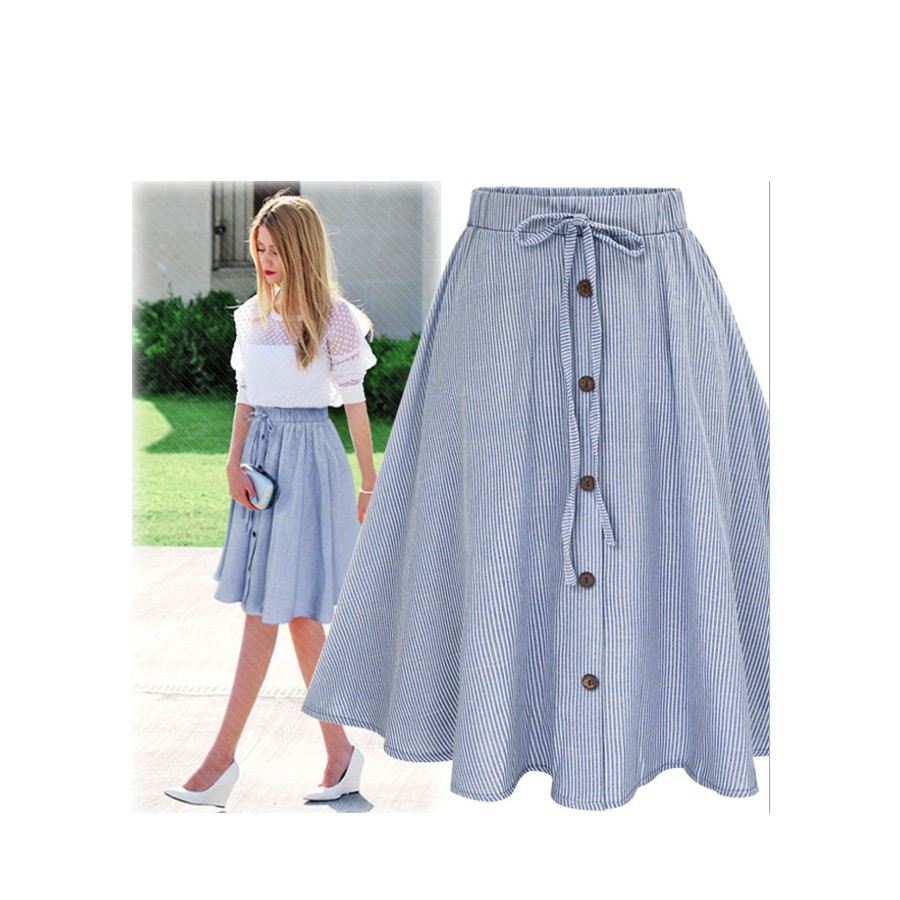 Chân váy xòe vải cotton dạo phố đi làm VAY23