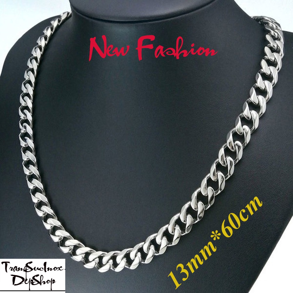 Dây chuyền nam kiểu lặc đơn to 13ly vát cạnh 6 góc sang đẹp, không đen, thể hiện đẳng cấp phái mạnh