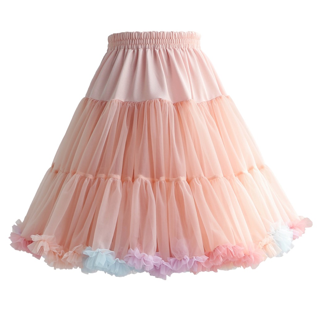 Đầm Lolita Vải Lưới Mềm Phối Hình Đám Mây Màu Cầu Vồng Xinh Xắn Kích Thước 50cm