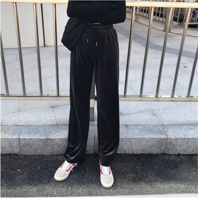 Xiaozhainv Quần ống rộng lưng cao màu trơn thời trang | BigBuy360 - bigbuy360.vn