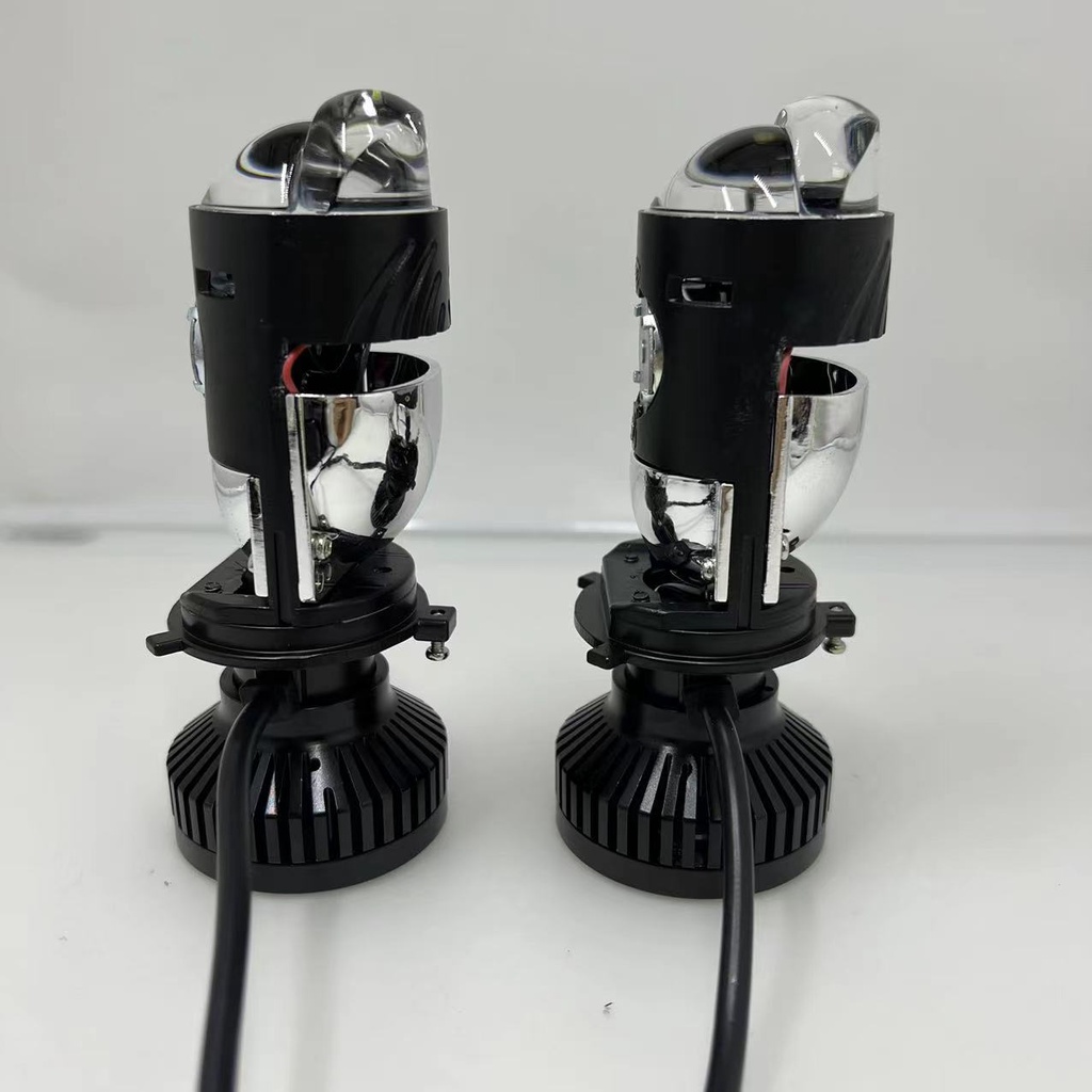 Đèn Pha LED Bi Cầu Mini H4 T3 Kính Tím  Lắp Ô tô, Xe Máy
