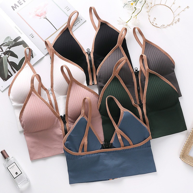 Áo bra nữ 2 dây - Áo croptop nữ nâng ngực mút mỏng khóe kéo trước gợi cảm Cavera B3309