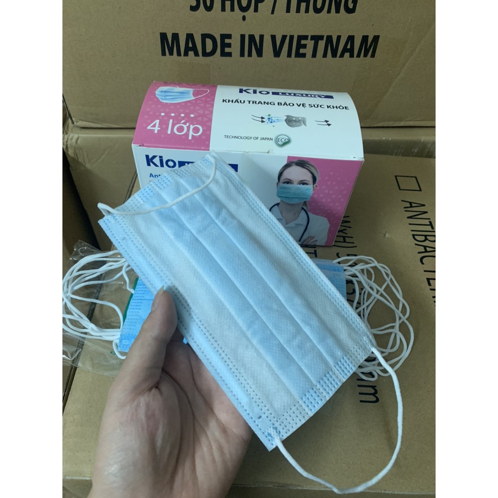 Hộp Khẩu Trang Y Tế 4 Lớp KIO 10 - 50 Chiếc Ngăn Khói Bụi Độc Hại Phòng Tránh Bệnh Hô hấp