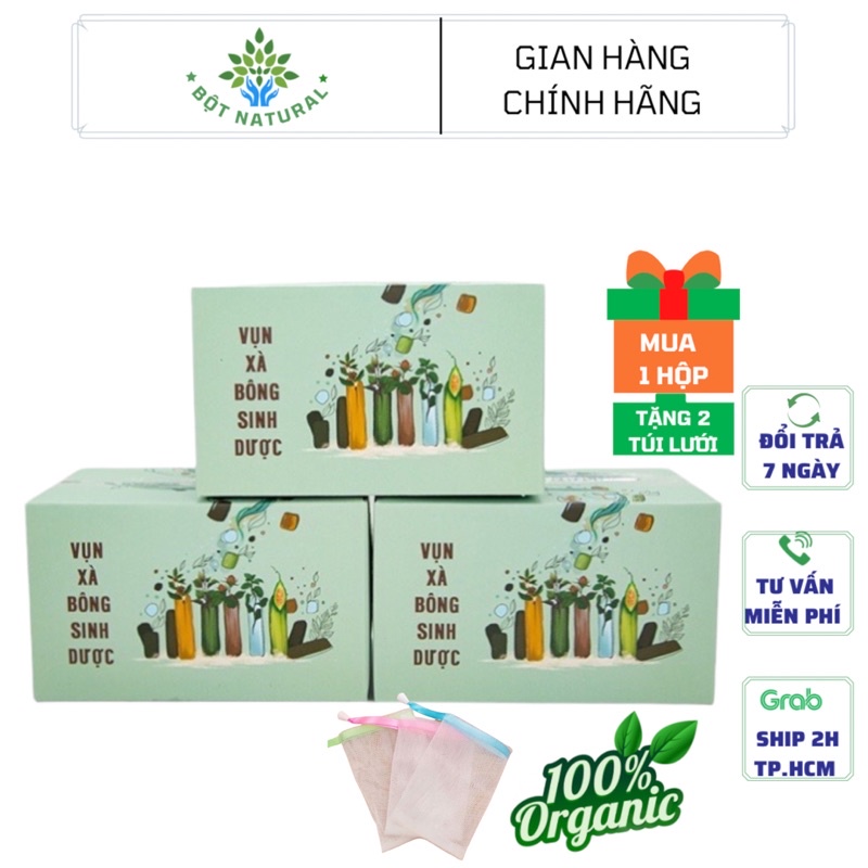 Xà bông sinh dược vụn mix 10 loại 1Kg - tặng kèm 2 túi lưới | Bột Natural