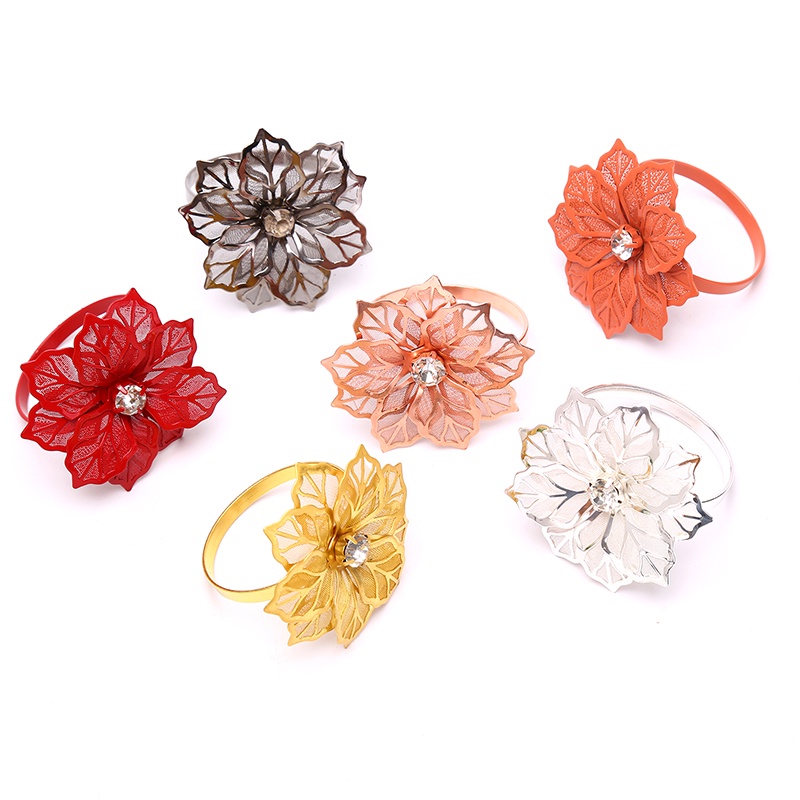 [takejoyfree 0527] 6Pcs Napkin Ring Flower Wedding Dinner Party Birthday Gathering Table Decor