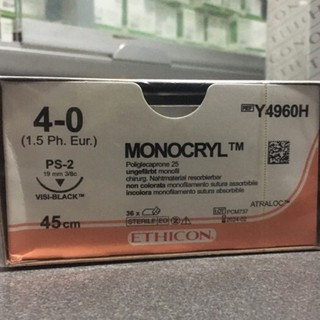 [Tép]{Shop Q10-giao nhanh 30phút - đặt Nowship}Chỉ Monocryl 4/0 Một kim tam giác PS-2 (19mm 3/8c) 45cm Y4960H giá rẻ