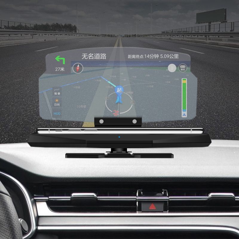 Giá đỡ điện thoại kiêm sạc không dây màn hình hiển thị HUD GPS cho xe hơi