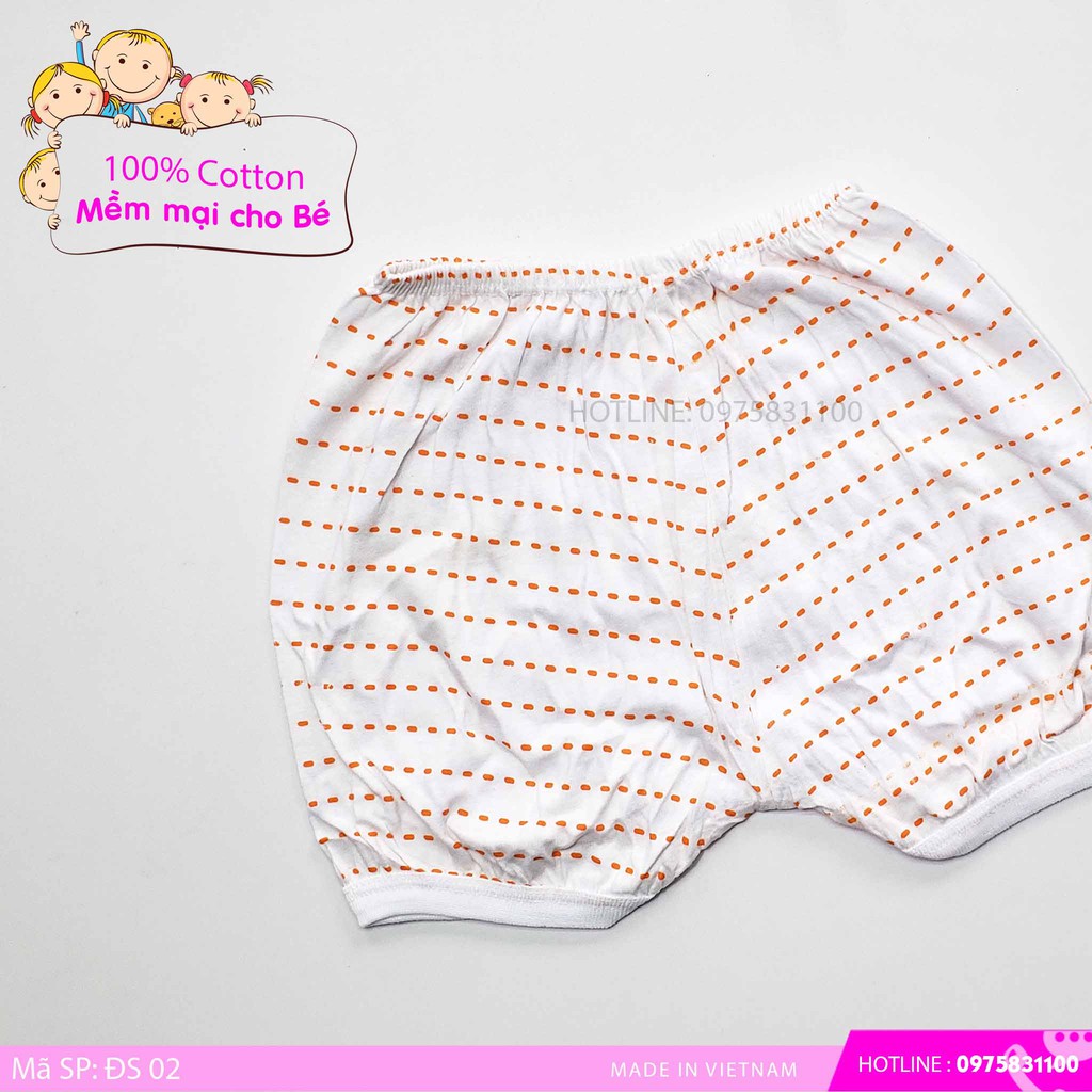 Quần đùi sơ sinh 100% cotton made in việt nam  Vải Trắng họa tiết nhỏ khắp quần