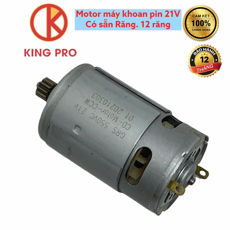 Motor thay thế máy khoan Pin DC RS550 21V 19000rpm, Motor 550 12 răng 21V - Động cơ máy khoan pin