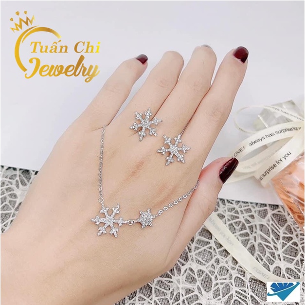 Set Bạc Nữ- Dây Chuyền Bạc Hình Bông Tuyết Nhẹ Nhàng, Thanh Lịch