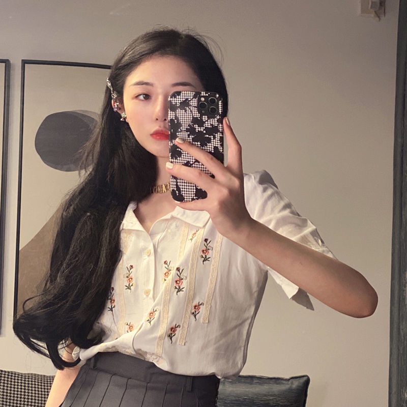 Áo sơ mi thêu hoa phong cách ulzzang hàn quốc dành cho nữ