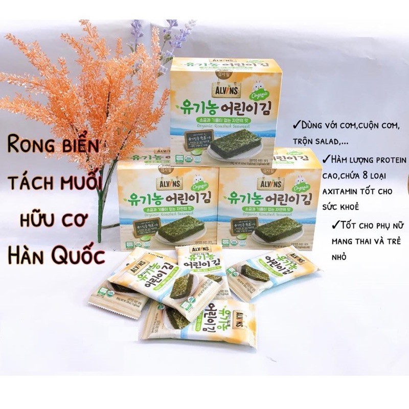  ALVINS - Hộp 10 gói rong biển hữu cơ tách muối (1.5gram x 10 gói)