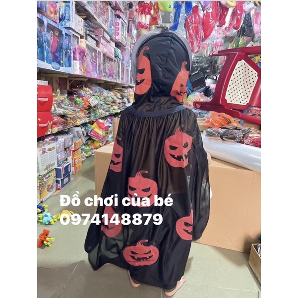 Áo choàng in hình trái bí 90cm,120cm, 1m4 hoá trang lễ hội Halloween