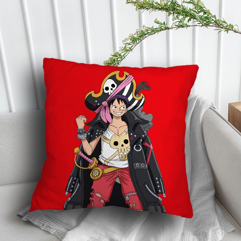 Uta & Monkey D. Vỏ Gối Polyester Một Mặt Màu Đỏ In Hình Luffy One Piece Trang Trí Nhà Cửa / Xe Hơi / Sofa