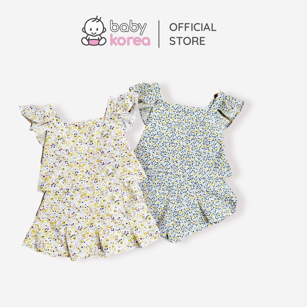 Set áo hai dây sát nách kèm quần hoa nhí cho bé gái dễ thương made in Korea thời trang trẻ em Hàn Quốc BABYKOREA