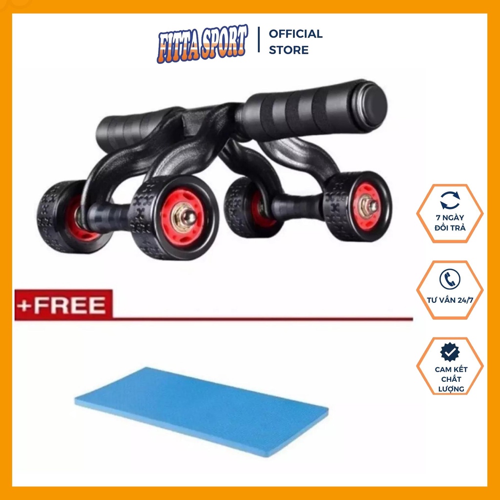 Con Lăn Tập Bụng 4 Bánh Giảm Mỡ Bụng Cao Cấp, Đa Năng Tại Nhà CL02