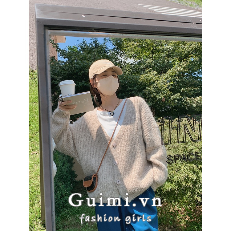 Áo Khoác Len cardigan Cổ Chữ V Dáng Rộng Thời Trang Thu Đông vintage Dành Cho Nữ