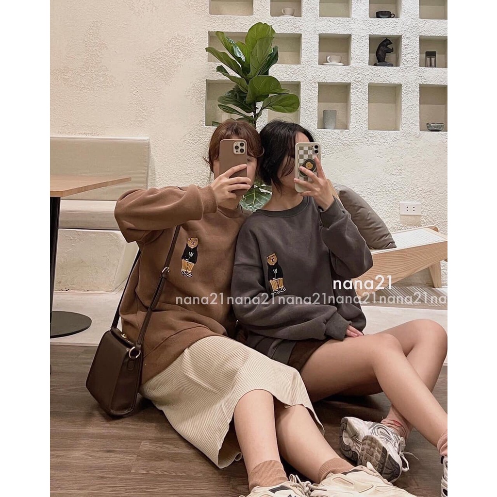 [Có Video + Ảnh Thật] Áo Nữ Sweater Nỉ Gấu Tone Hàn Quốc Siêu Xinh_Chuu House_CH0170