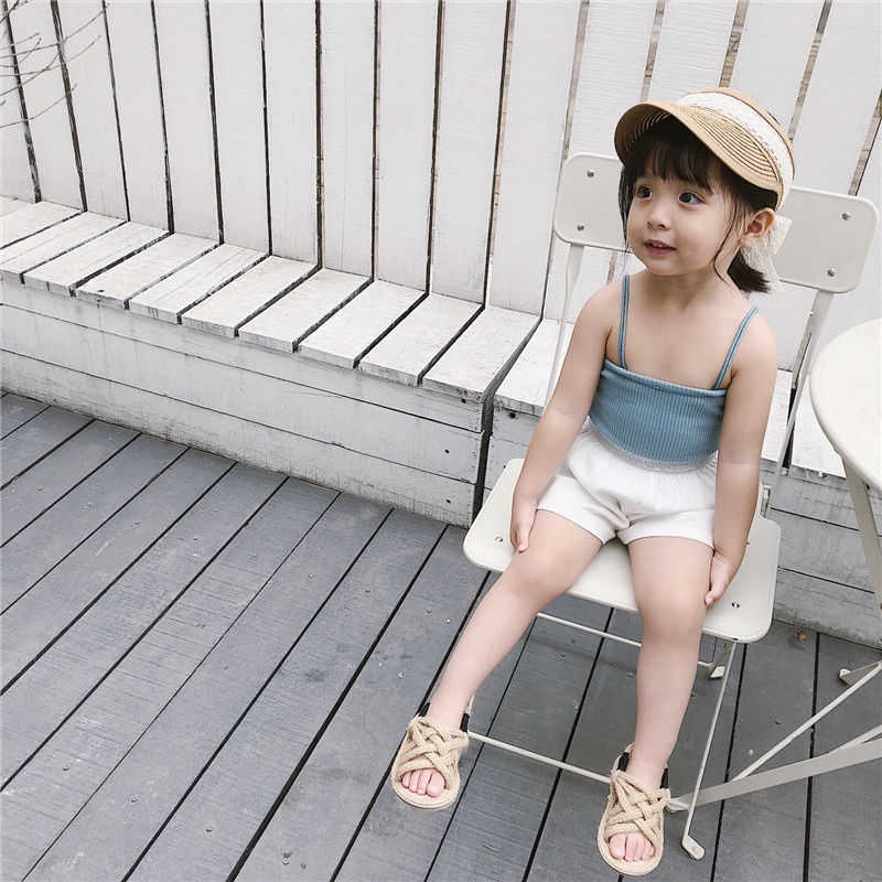 Áo Liền Quần áo croptop Kẻ Sọc Thời Trang Mùa Hè Hàn Quốc Cho Bé Gái 9-36 Tháng sơ sinh