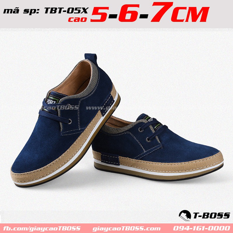 Giày Tăng chiều cao nam 5cm - 6cm - 7cm, Da lộn cao cấp TBT-05X - GIÀY CAO T-BOSS
