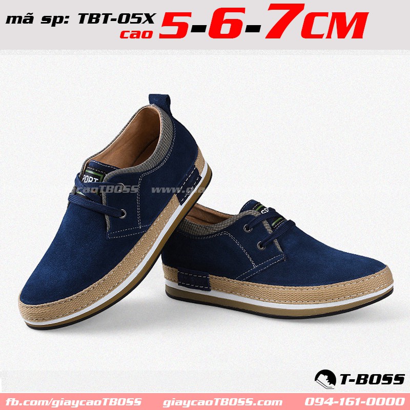 giày Tăng chiều cao nam 5cm - 6cm - 7cm, Da lộn cao cấp TBT-05X - GIÀY CAO T-BOSS