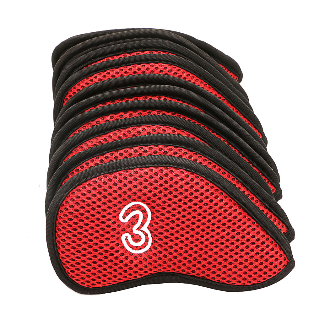LANFY Sports Golf Club Cover Durable Golf Putter Accessories Golf Headcovers With Number Design Iron pole cover Protective Cover 3,4,5,6,7,8,9,P,S,A Golf Head Cover Golf Putter Golf Iron Covers Set blue/red/black