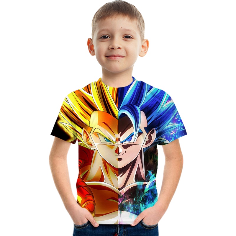 Áo Thun In Nhân Vật Super Saiyan Trong Phim Dragon Ball Thời Trang Mùa Hè Cho Bé Trai
