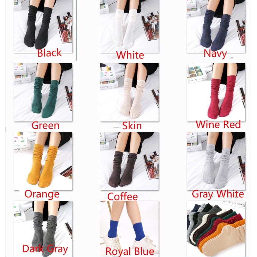 Vớ len cotton giữ ấm phong cách thể thao Hàn Quốc