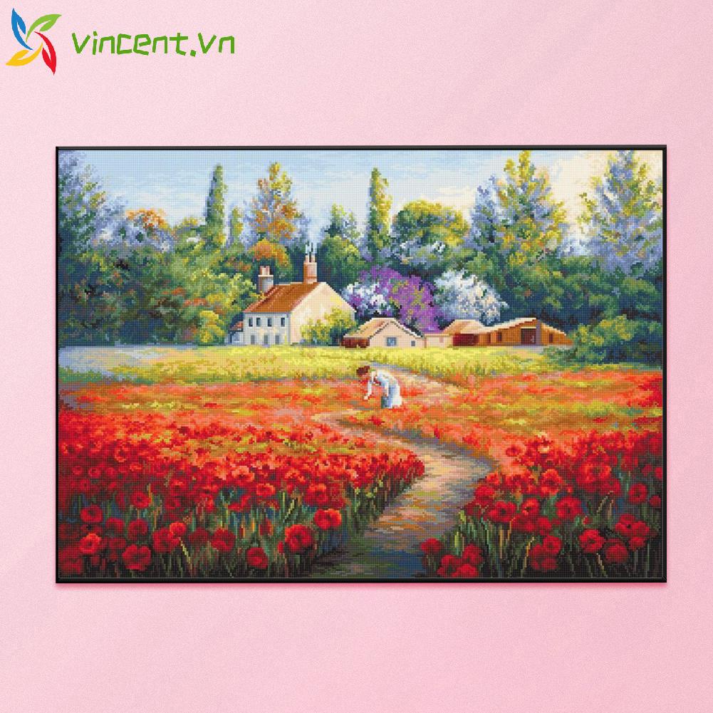 Set tranh thêu chữ thập hình hoa tulip đẹp mắt 11CT DIY