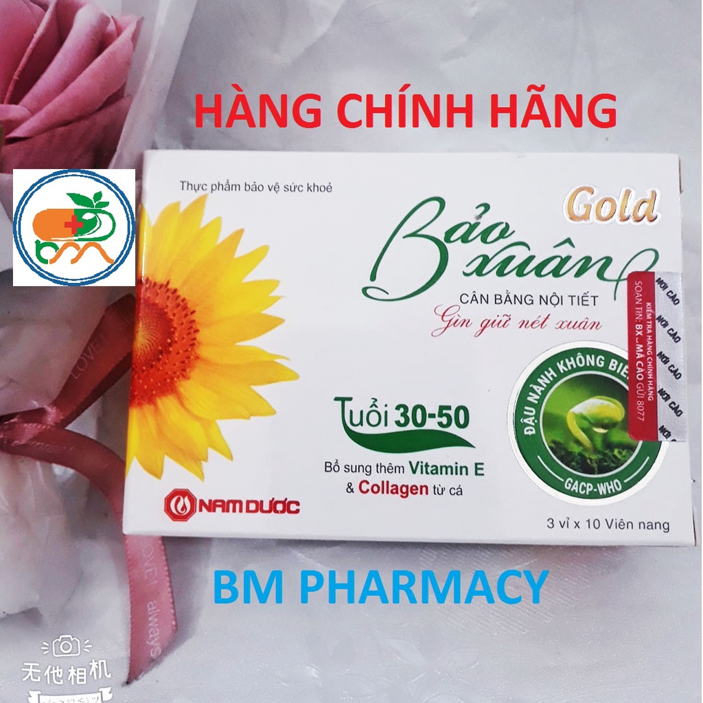 Viên uống BẢO XUÂN GOLD, giúp cân bằng nội tiết tố nữ, giảm đau đầu, bốc hỏa, cáu gắt, mất ngủ và giảm khô, nám, sạm da